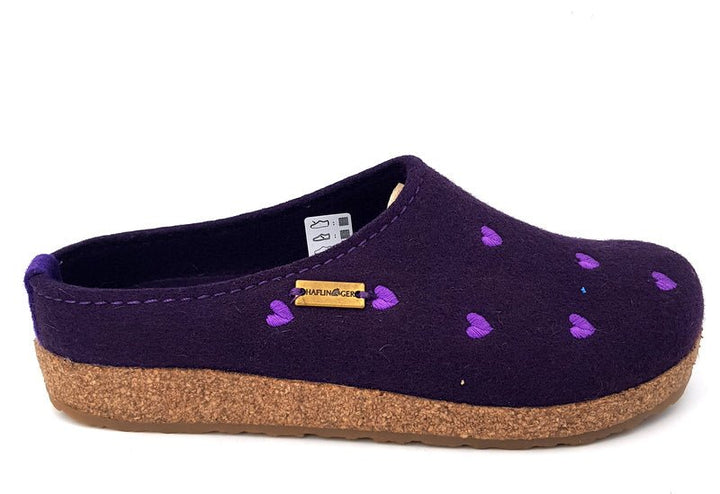 Haflinger Hausschuhe Grizzly Cuoricino Lavendel