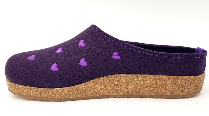 Haflinger Hausschuhe Grizzly Cuoricino Lavendel