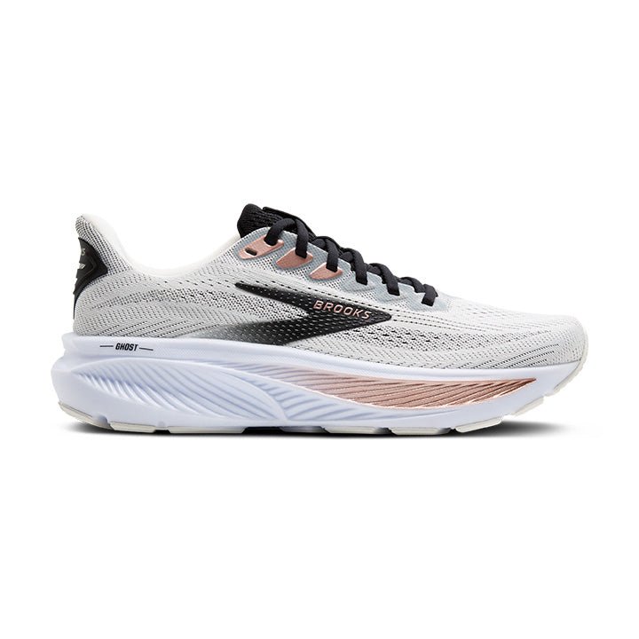Brooks Ghost 17 White/black/Rose Gold Damen - Winzer Gesunde Schuhe