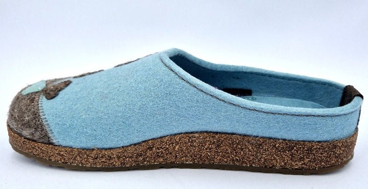 Haflinger Hausschuhe Grizzly Mariposa aquamarin - Winzer Gesunde Schuhe