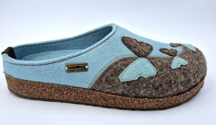 Haflinger Hausschuhe Grizzly Mariposa aquamarin - Winzer Gesunde Schuhe