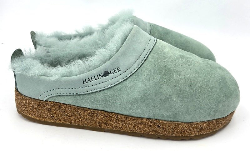 Haflinger Hausschuhe Lammfellclog Snowbird pfefferminz - Winzer Gesunde Schuhe