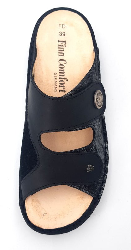 FinnComfort Pantolette Zeno Stretch Neroargento - Winzer Gesunde Schuhe